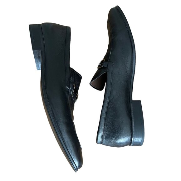 Salvatore Ferragamo black leather men classic slip ons shoes size 11.5 E - Picture 12 of 15